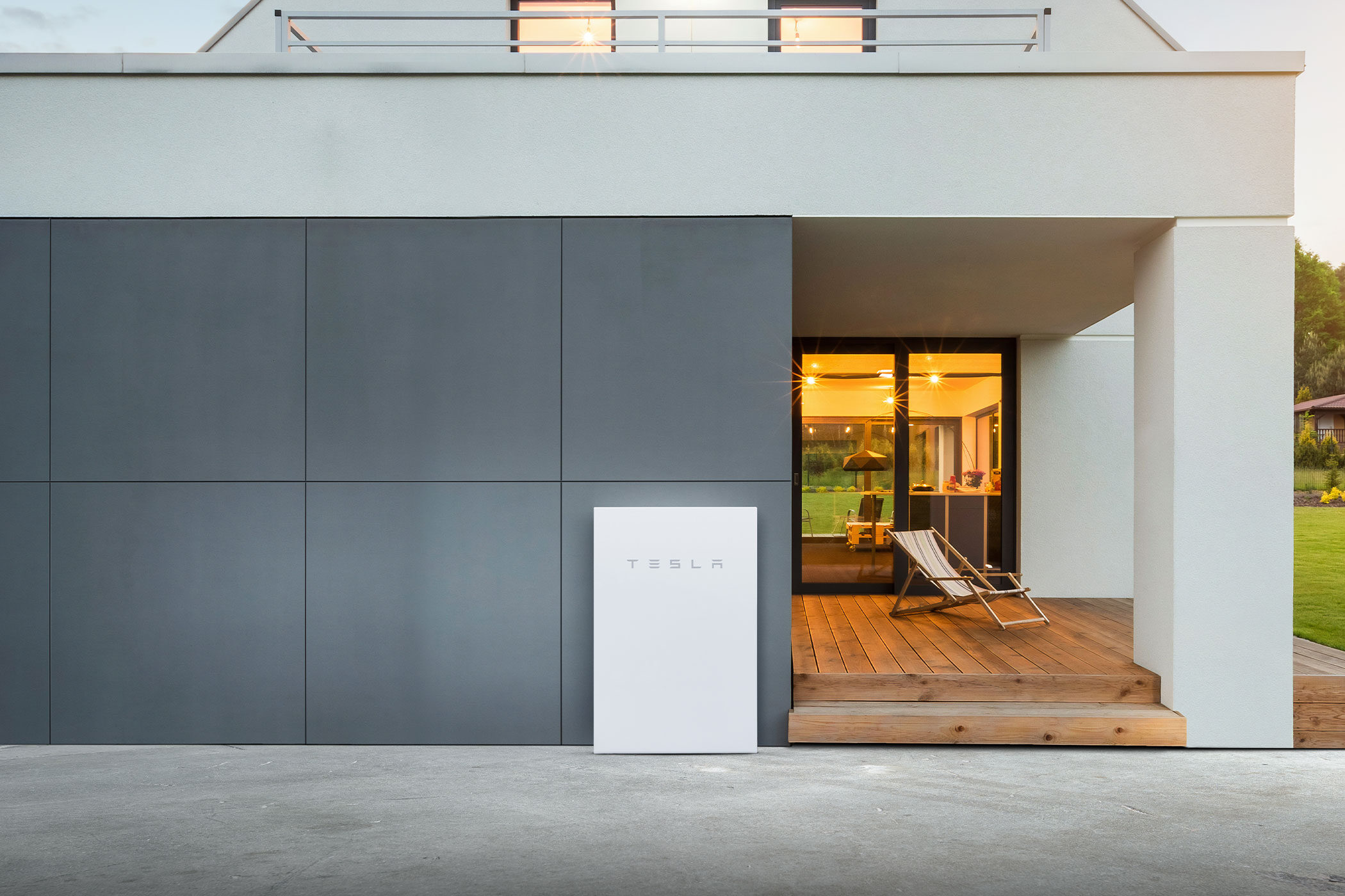 esla Powerwall installed on a modern, stylish home in Malta with sleek, minimalist design