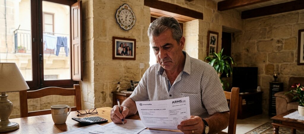 man in malta checking electricity bills