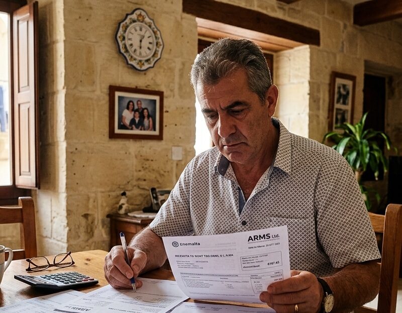 man in malta checking electricity bills